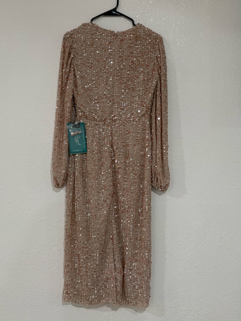 Mac Duggal Rose Gold Puff Sleeve MIDI Size 2 NWT - Picture 4 of 7